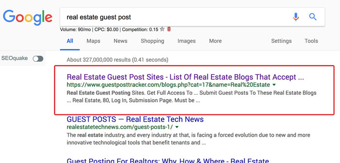 Google results with SEOJet